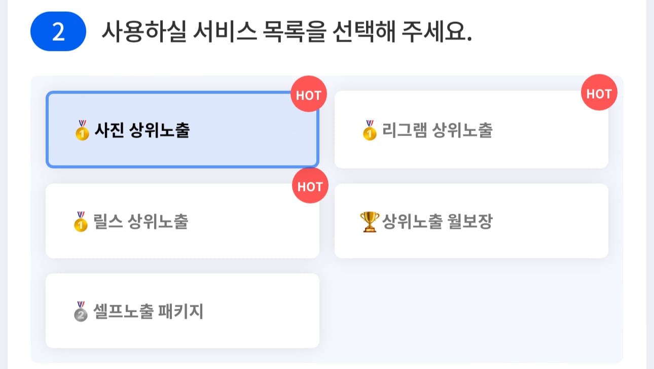 상위노출 서비스 선택